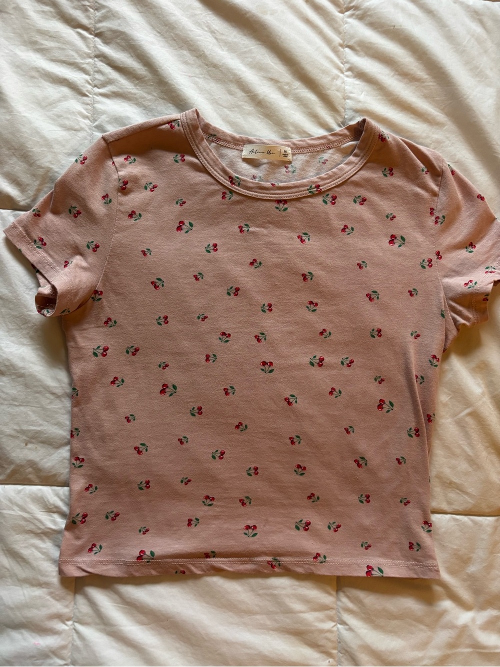 Pink Cherry pattern baby tee
